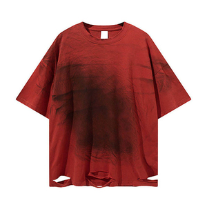 T-shirts pour hommes lavés à l'acide avec impression graphique personnalisée t-shirts pour hommes lourds à épaules tombantes étés - Product Image 4