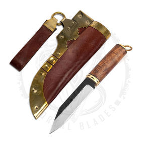 Cuchillo Vikingo Tradicional Birka con Funda de Bronce, Cuchillo Vikingo Medieval Multifuncional para Campamento al Aire Libre - Product Image 5