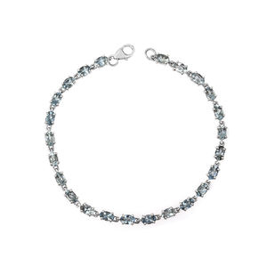 Forma geométrica gemas piedra 925 plata esterlina aguamarina pulsera de piedras preciosas - Product Image 1