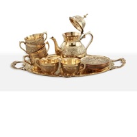 Ensemble théière et tasses à thé vintage 1L en métal de Dubaï, vaisselle à café en verre la plus vendue pour la maison et les fêtes, en alliage de zinc durable