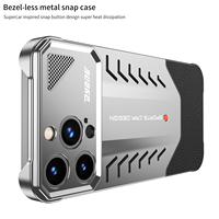 Étui de téléphone 2024, nouveau design luxueux en PU + alliage d'aluminium métallique, cadre protecteur, bouton à pression, dissipation de chaleur, ultra fin, antichoc, pour iPhone 13 et 14