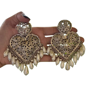 Boucles d'oreilles afghanes traditionnelles vintage Couleurs personnalisées tendance Argent antique plaqué Motif floral Cadeau de fête de Noël en acier inoxydable - Product Image 1