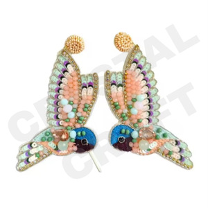Happy Holtday Boucles d'oreilles perlées pour femme Patriotic Orange White Blue Color pour mariage ou Memorial Day - Product Image 5