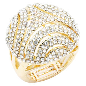 Anello elasticizzato in cristallo trasparente placcato oro - Product Image 4