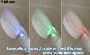 หัวฝักบัวไอออนโพลิสแบบไวต่ออุณหภูมิน้ำ7ระดับติดตั้ง LED หัวฝักบัว K-Beauty