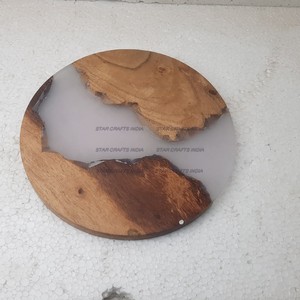 <b>Table</b> Decoration Wood & <b>Resin</b> Round Shape Brown White Coasters <b>Table</b> Decorate And Birthday Party kitchenware Used At Best Price - Product Image 2