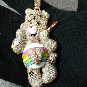 Pendentif personnalisable en plaqué or jaune 14 carats taille princesse 2CT en moissanite véritable charme de dessin animé hip-hop de luxe Base en argent sterling - Product Image 3