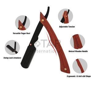 Maquinillas de afeitar rectas para hombres Premium Barber Straight Edge Razor Kit Mango de sándalo rojo Salón de calidad Corte Garganta Shavette Razor Hombres - Product Image 5