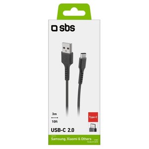 Cable de Carga y Datos USB-C 2.0 Negro 3 m TECABLETC3MTK - Product Image 2