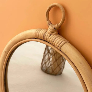 Espejo redondo de mimbre hecho a mano, colgante de pared bohemio de estilo rústico de Vietnam, espejo de mimbre para decoración del hogar - Product Image 4