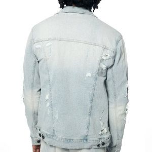 Vêtements d'hiver respirants hommes jeans veste et pantalon ensemble personnalisé imprimé fermeture éclair hommes jeans veste et pantalon ensemble - Product Image 4