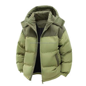 Chaqueta de algodón informal con capucha para hombre, forro polar grueso, cierre frontal con cremallera, parka acolchada a prueba de frío para invierno - Product Image 1