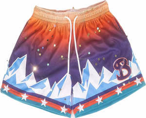 Pantalones cortos atléticos de baloncesto para hombre malla gimnasio deportes entrenamiento cordón Retro Casual moda corto con bolsillos - Product Image 1