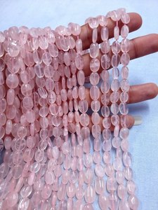 Rose quartz hình bầu dục hạt đá Vòng cổ đá hạt hình bầu dục pha lê quyến rũ đối với trang sức làm pha lê phụ nữ Vòng cổ bán buôn - Product Image 6