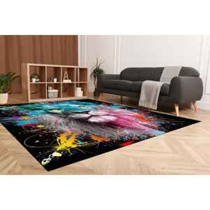 Tapis Lion Coloré : Art Abstrait de la Jungle, Tapis Moderne, Tapis Doux à Poils Longs - Product Image 5