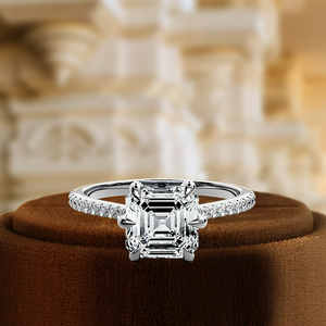 1CT Asscher Cut Lab Grown Solitaire Anillo de compromiso para mujer 14K Oro blanco amarillo 6 puntas IGI Certificado Diamante Regalo clásico - Product Image 5