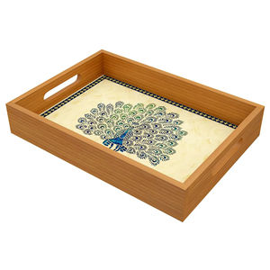 Bandeja de servicio impresa personalizada de lujo de madera maciza con diseño elegante para el hogar del hotel o restaurante - Product Image 4