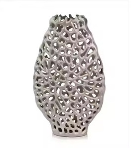 แจกันดอกไม้ทำด้วยมือทำจากโลหะอลูมิเนียมทันสมัยที่วางกระถางต้นไม้สำหรับตกแต่งบนโต๊ะ - Product Image 1