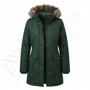 Manteau d'hiver long pour femmes, veste pour temps froid, manteau chaud en peluche, capuche en fausse fourrure, parka, vêtements thermiques rembourrés en coton pour femmes - Product Image 1