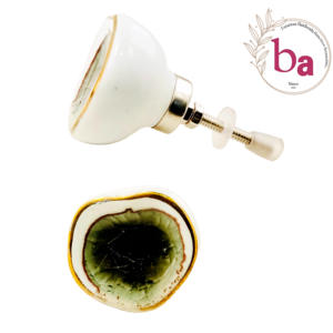Perillas de cerámica de esmalte dorado verde caqui épico marroquí, tiradores de manija de armario de cajón de estilo Industrial para armario de cocina y dormitorio - Product Image 1