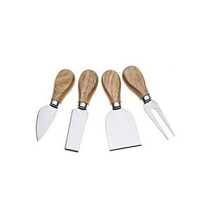Ensemble de couteaux à fromage en acier inoxydable durable 4 pièces fait à la main avec des outils à fromage à manche en bois - Product Image 1