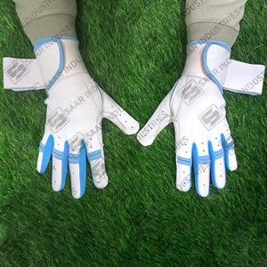 Guantes de Bateo de Béisbol/Sóftbol Transpirables de Alta Calidad, Color Azul y Blanco, Hechos a Medida, con Soporte para la Muñeca, Ajustables, de Cuero - Product Image 2