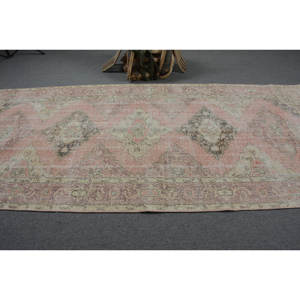 พรมสไตล์ตุรกีโบราณ4.8x10.9ft การออกแบบงานปะต่อสีชมพูสีเขียววัสดุขนสัตว์แบบถักแบบแบนเรียบลาเท็กซ์สำหรับตกแต่งห้องนั่งเล่น - Product Image 3