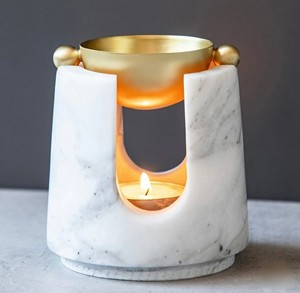 Đá cẩm thạch tự nhiên đồng thau + đá cẩm thạch dầu Burner tinh dầu cao cấp hương thơm khuếch tán hương liệu hương thơm đèn Nhà cung cấp - Product Image 1