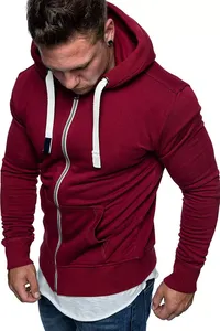 High Quality Unisex 100% Cotton Hoodie Fashion Heavyweight Zipper Hoodie with Solid Pattern Logo Casual Mens Blank Zipper Hoodie - Product Image 6