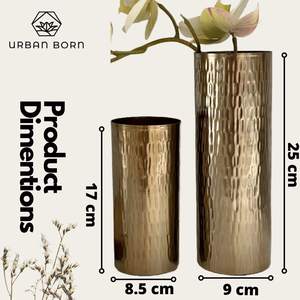 Florero artístico de metal hecho a mano con maceta con acabado de bronce antiguo para decoración de sala de estar o pasillo, declaración elegante - Product Image 4