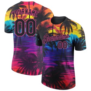 Directo Engro ropa deportiva venta al por mayor personalizado negro Rosa 3D patrón diseño Tropical Hawaii palmeras rendimiento camiseta - Product Image 1