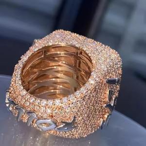 Joyería exclusiva de lujo Iced Out Hip Hop Jewelry Pass VVS Natural y Lab Grown Diamond Ring Band Joyería fina unisex - Product Image 5