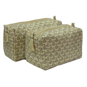 New Arrival Striped Hand-Block Printed Cotton for Toiletry Bag Coin Purse Set Handmade Indian Embroidered Cosmetic Bags Sale - Product Image 3