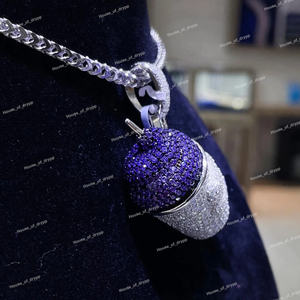 Colgante Iced Out con Piedras Moradas, Diamante Moissanita, Estilo Hip Hop, Joyería de Lujo, Colgante de Plata 925 - Product Image 3