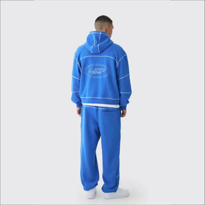 Offre Spéciale hommes rayé solide 2 pièces sweats à capuche costume coupe-vent peau amical sport Gym survêtement survêtement survêtement avec fermeture éclair - Product Image 4