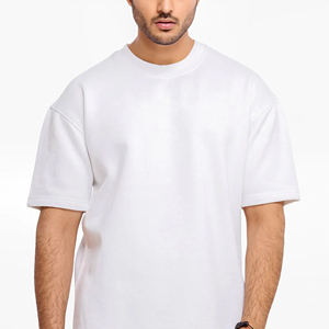 Camiseta personalizada de gran tamaño con hombros caídos para hombre, camisetas holgadas de algodón de color sólido con diseño personalizado para hombre - Product Image 5