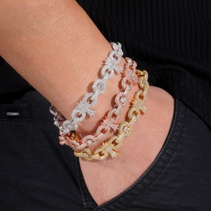 925 Silver Moissanite Star Link Bracelet Luxury Tennis Chain White Yellow Rose Gold Statement Bracelet <b>for</b> Women and <b>Men</b> - Product Image 2