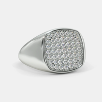 Bague de chevalier carrée David 1ctw Pave Diamond CVD Ring Mens Wedding Ring Argent sterling 925 Iced Out Diamond Square