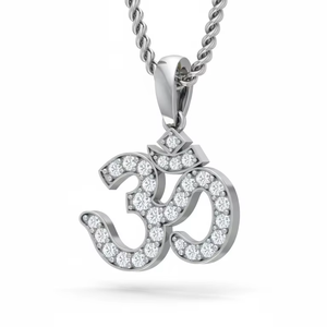 Pendentif Omkara en or 14 carats et diamants naturels pour les femmes, cadeau pour les anniversaires de mariage et les célébrations - Product Image 1