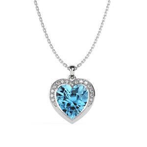 Collier pendentif cœur bleu ciel pour femmes et filles - Argent sterling 925 plaqué rhodium avec technologie d'incrustation de zircone suisse - Product Image 1