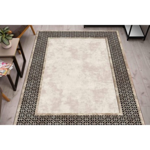 Tapis imprimé abstrait beige minimaliste moderne pour salon, tapis doux non tissé - Product Image 1