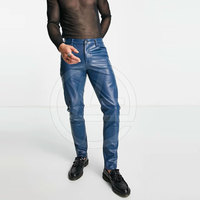 Pantalon en cuir décontracté pour homme, taille mi-haute, léger, respirant, coupe droite, avec braguette boutonnée