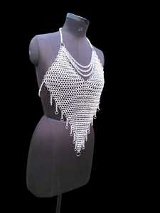 100% Original Fantasy Chainmail Crop Halter Top para mujeres elegante Cosplay Armor Bold Fashion Indian Metal Craft aluminio-Butted - Product Image 2