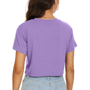 Personalizar el verano de las mujeres de manga corta suave ligero ecológico transpirable de secado rápido 100% algodón Running Yoga Crop Tops - Product Image 4