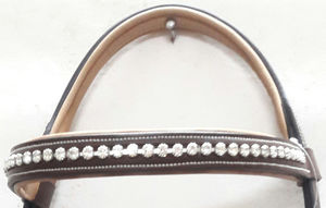 Bride en cuir de cheval de qualité supérieure avec bandeau en strass et large muserolle, bride noire pour l'équitation à prix abordable - Product Image 3