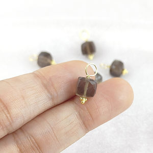 Colgante de Cuarzo Ahumado en Forma de Cubo, Plata de Ley 925, Amuleto de Piedra Preciosa para Collar, Joyería DIY para Mujer, Venta al por Mayor - Product Image 5