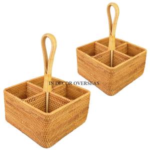 Unique Different Colors Set Of 3 High Standard Quality Rattan Made Storage <b>Basket</b> With <b>Handles</b> For Best Grip In Lowest Price - Product Image 3
