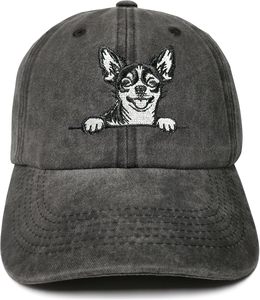Gorras de Béisbol de Algodón Lavado al por Mayor, Nuevas, de 6 Paneles, con Diseño de Perro Chihuahua Bordado en 3D, Estilo Vintage, Comunes - Product Image 1