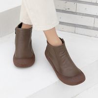 [JSHOE] Sepatu Boots Wanita Kulit Sapi Asli dengan Lapisan Bulu, Ritsleting Samping, Sol Ringan Anti-Selip, Sepatu Nyaman untuk Musim Dingin