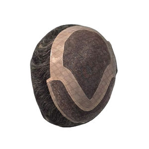 Perruque Taz Hair BD en cheveux humains, ondulée, prothèse, 100% cheveux chinois Remy, toupet à dentelle frontale avec base mono - Product Image 4